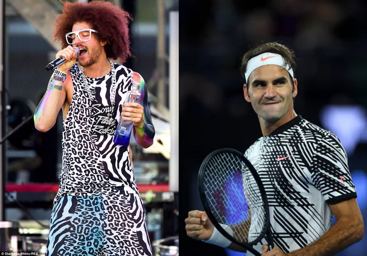 showdetenis's tweet photo. Ajuda para o @meligeni Fashion Week, Federer ao estilo Redfoo - @_FNARDINI https://t.co/zwj8s7Wxj6