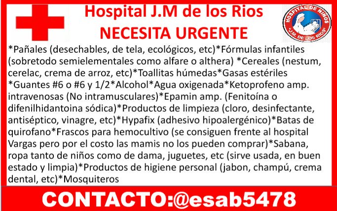 solechesoluma's tweet photo. La necesidad en nuestro país es grande,
pero en el único Hosp.,para niños se 
desbordan las carencias. Llenemos de
vida nuestro futuro. RT https://t.co/R8FlClRDkG