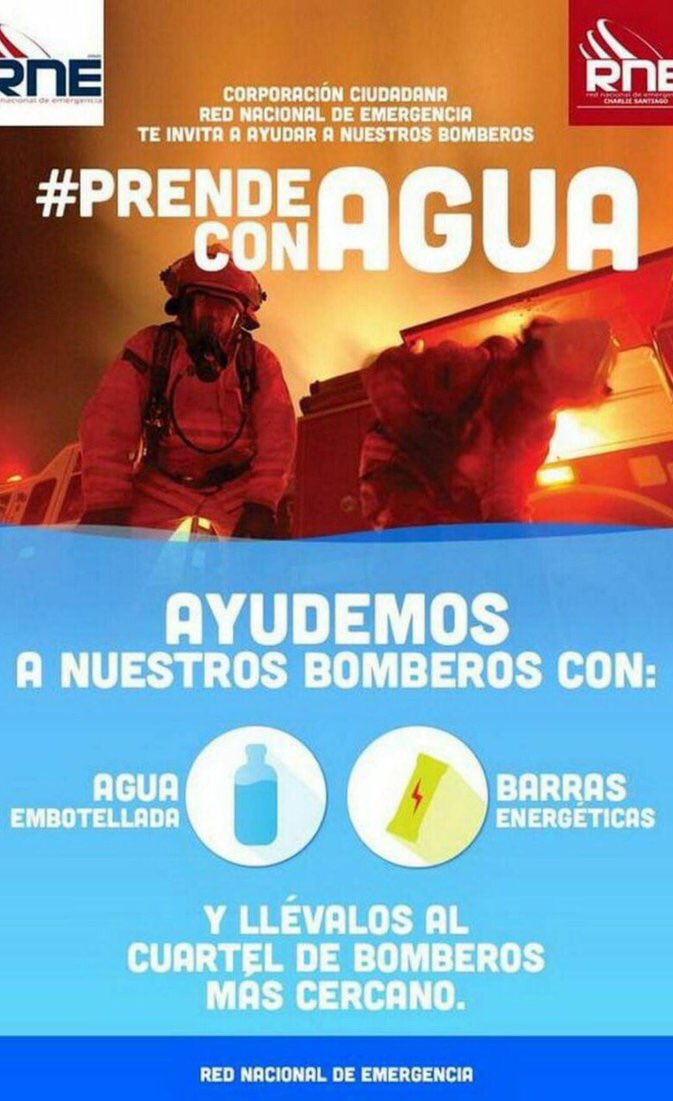 reddeemergencia's tweet photo. Agradecidos de todo el cariño de un Pueblo para sus @BomberosdeChile verdaderos  "Héroes Anónimos de la Patria" luchando contra el fuego https://t.co/kSbykjRlNg