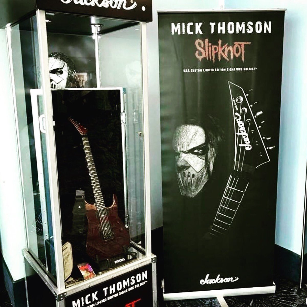 slipknot's tweet photo. .@JacksonGuitars will host Mick Thomson's signing at the @NAMMShow tomorrow, January 21st. Room 304 at 4pm. https://t.co/BOLOCN4fmA