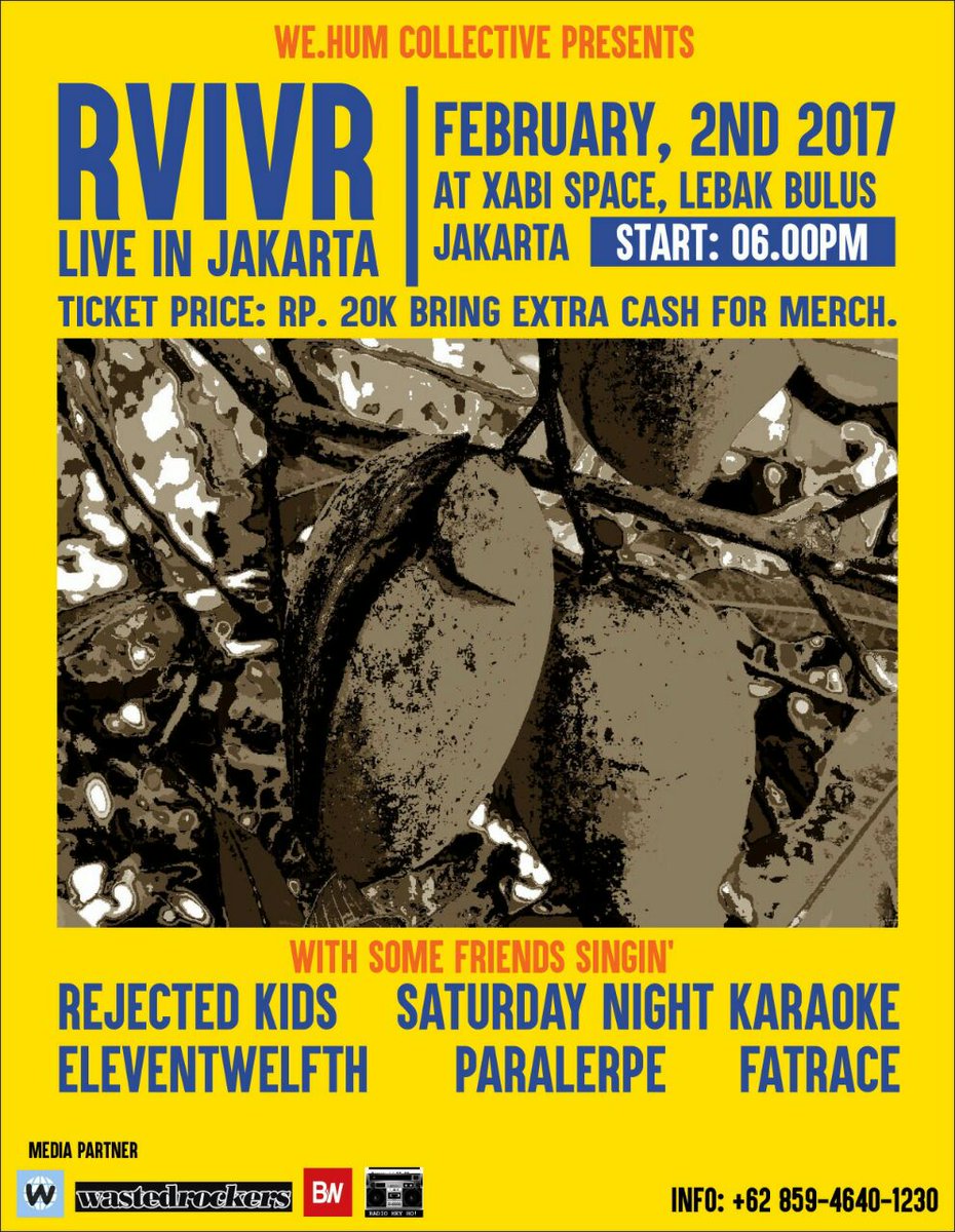 We`ll be playing with RVIVR again on their tour here! Feb 2nd 2017 @ Xabi Space, JKT  👍👍👍 Organized by good friends of <a href="/wehumcollective/">we.hum collective</a> 💓