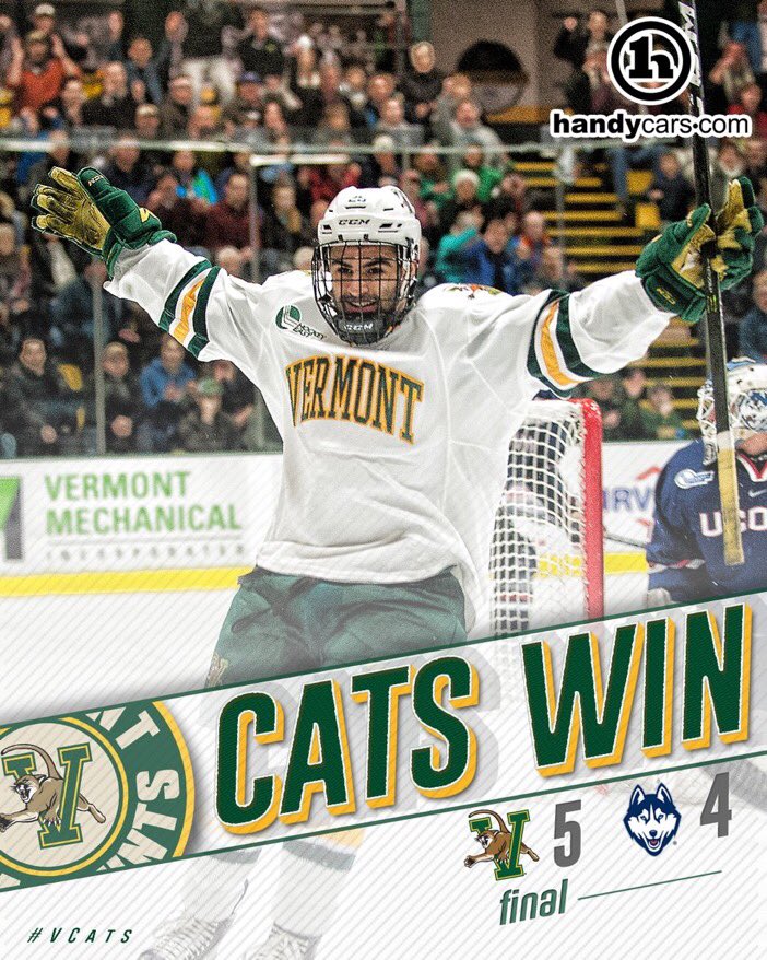 CATS WIN! Matt Alvaro’s second goal of the night ends up being the difference maker as the No. 12 #VCats beat UConn 5-4!