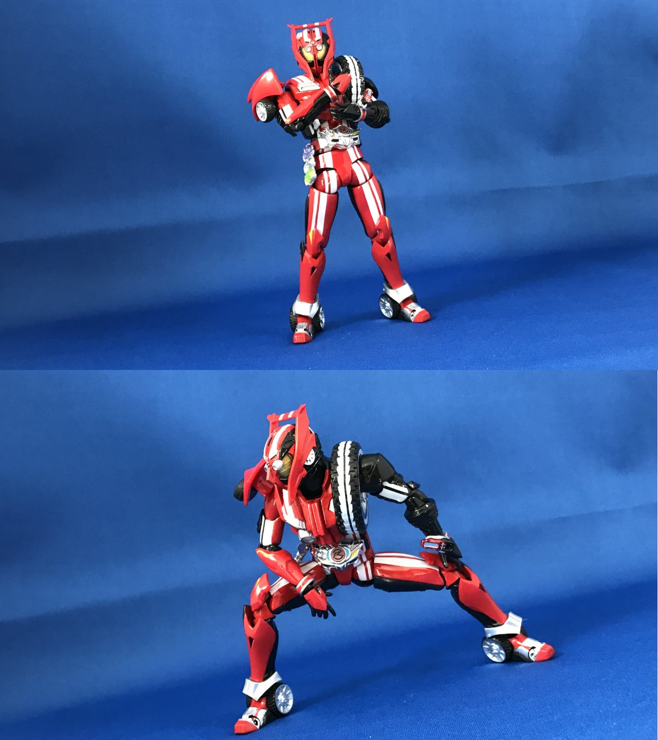 ばつ S H Figuarts 仮面ライダードライブ タイプトライドロン Fire All Engines ドライブの最終フォームが届きました タイプスピードから更にアシンメトリーなデザインですがやはりクールに決まってますね 頭部差し替えで 運転を変わろう も