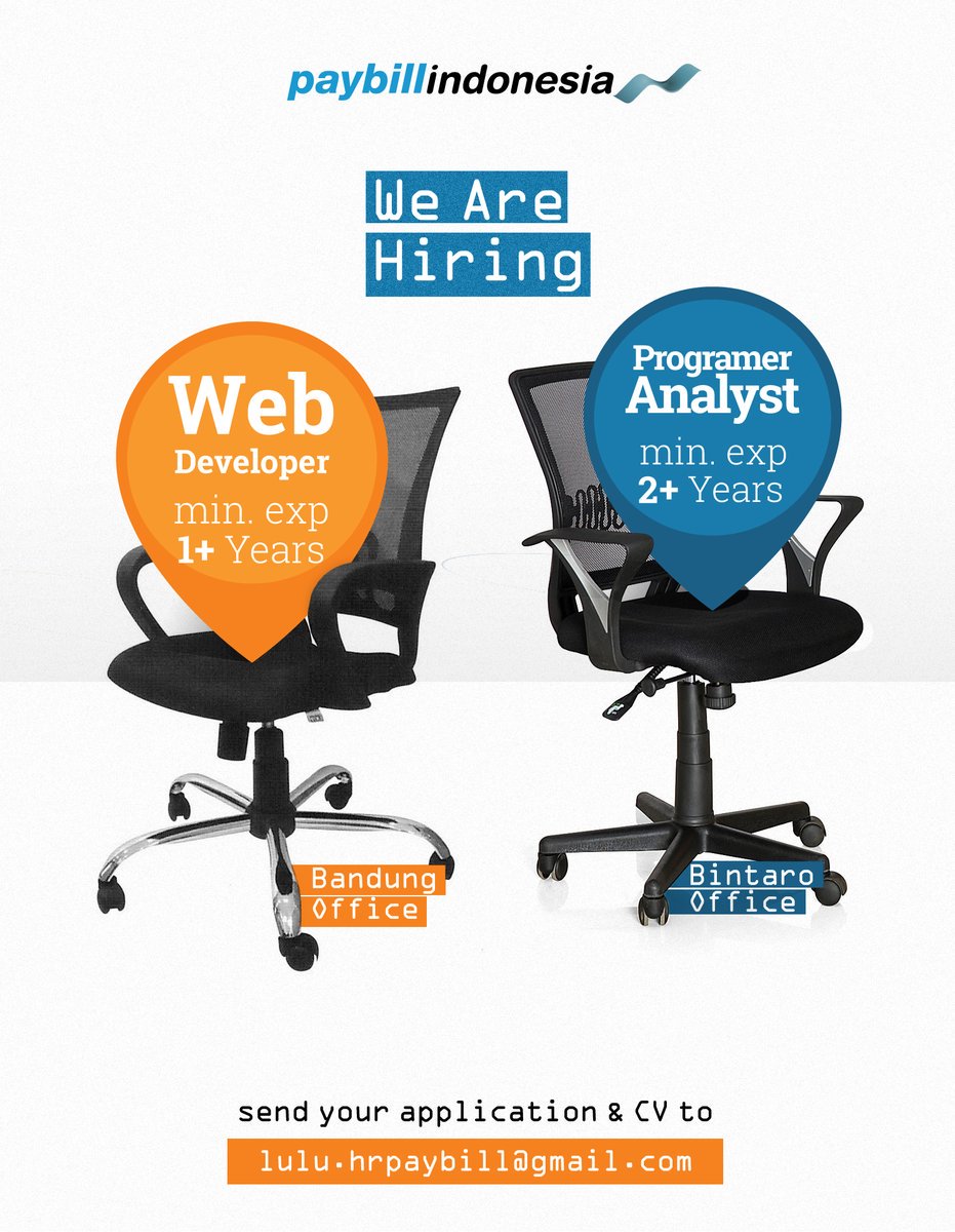 PaybillCare's tweet image. Tertarik untuk menjadi bagian dari Paymily? Paybill buka lowongan kerja nih! #LokerIT #WebDeveloper #ProgrammerAnalyst