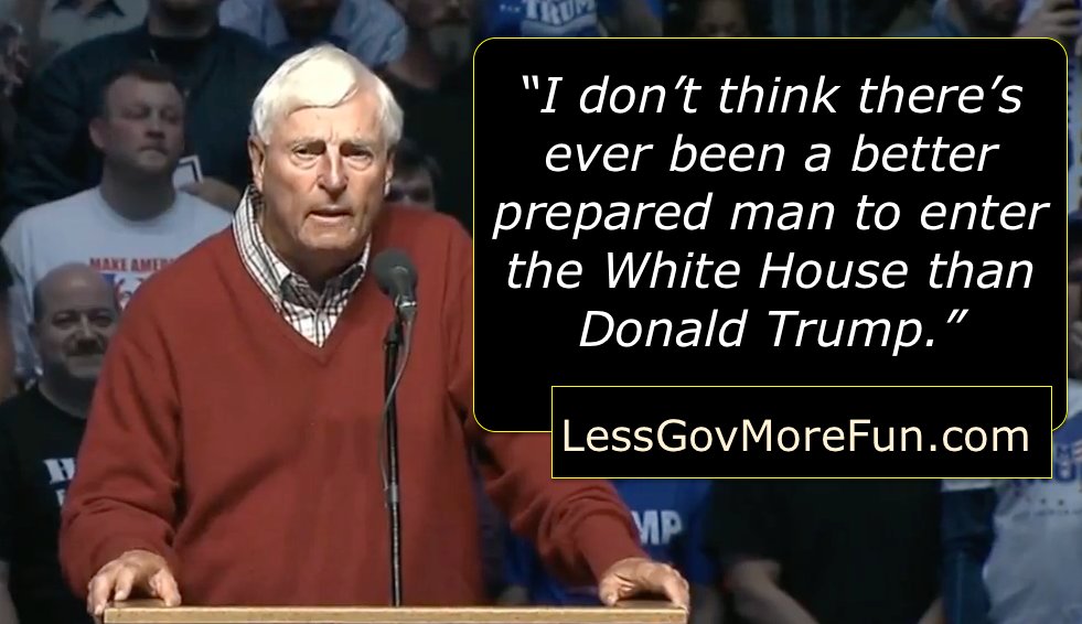 LessGovMoreFun's tweet image. . "I don't think there's ever been a batter prepared man to enter the White House than Donald Trump" --Bobby Knight
#MAGA