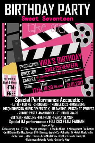 Tonight Friends! Birthday Party Sweet 17th Vira At Jl.Pemancingan1 no.35 Srengseng WestJakarta Onstage 10 pm #Seeyou