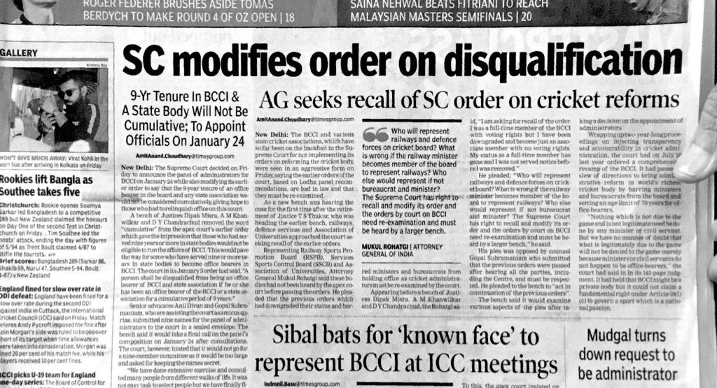 2)No Administrator without exposure in State Admin for at least 8 to 9 years can be successful BCCI administror.