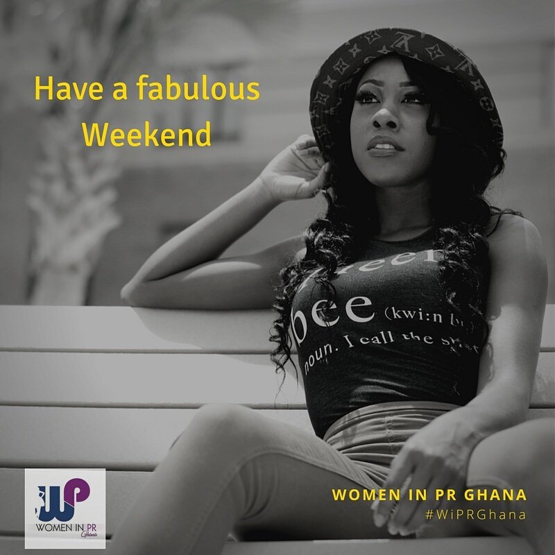 womeninprghana's tweet photo. Wishing you a fabulous weekend.  Keep it relaxing #WomeinPR #wiprghana #PRgirls #PRinGhana #PRwomen #PRinAfrica #fabgirls https://t.co/3q4alUhm24