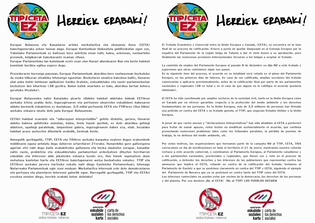 ELANafarroa's tweet photo. Concentración de paraguas contra el CETA a las 12 junto al monumento al encierro. Herriek erabaki behar dutelako #CETAEz #TTIPEz https://t.co/kFIpBjTmSz