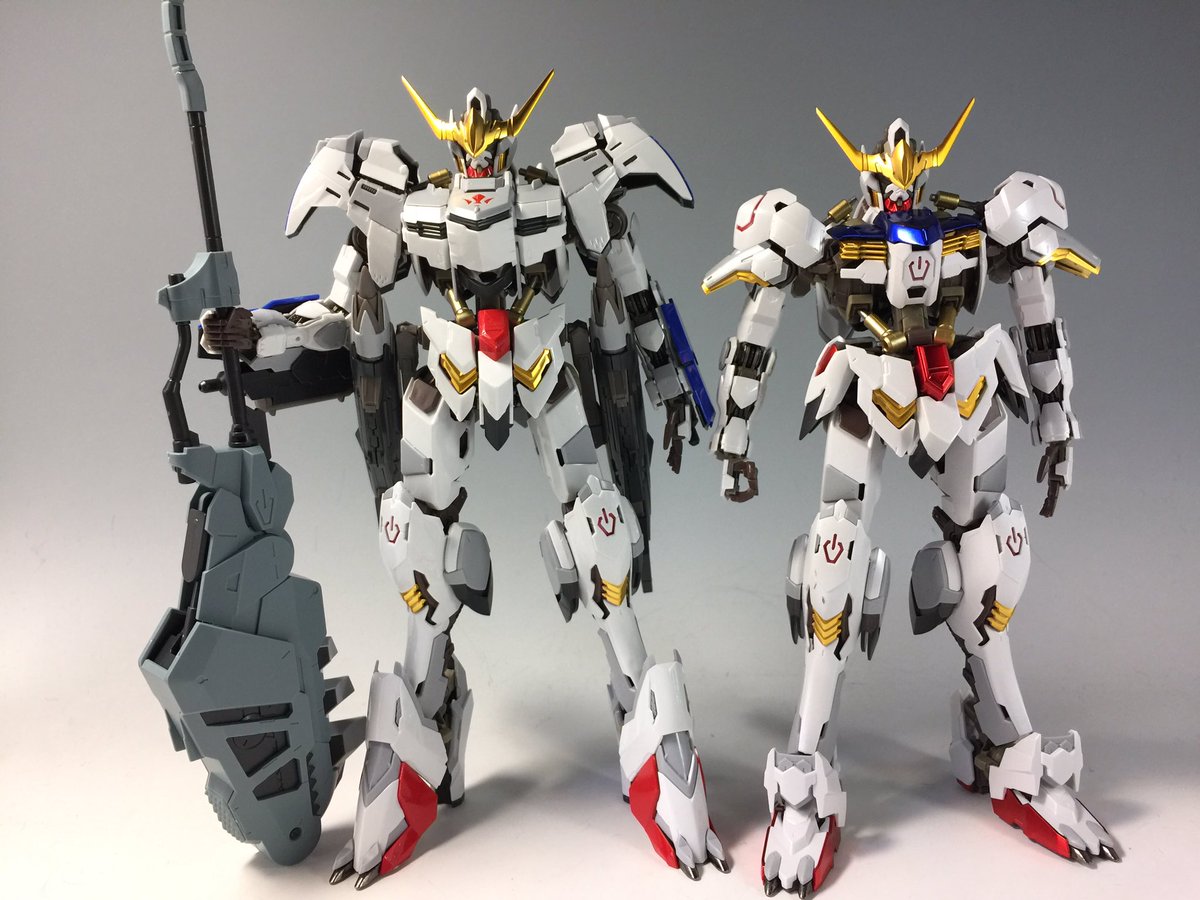 デンデロ ハイレゾリューションモデル ガンダムバルバトス第6形態取り敢えず組み終わり 装甲がメタリックからグロスインジェクションに変更されてますが むしろこの方が似合ってるかも 1 100より更に設定画に近いバランスになってます