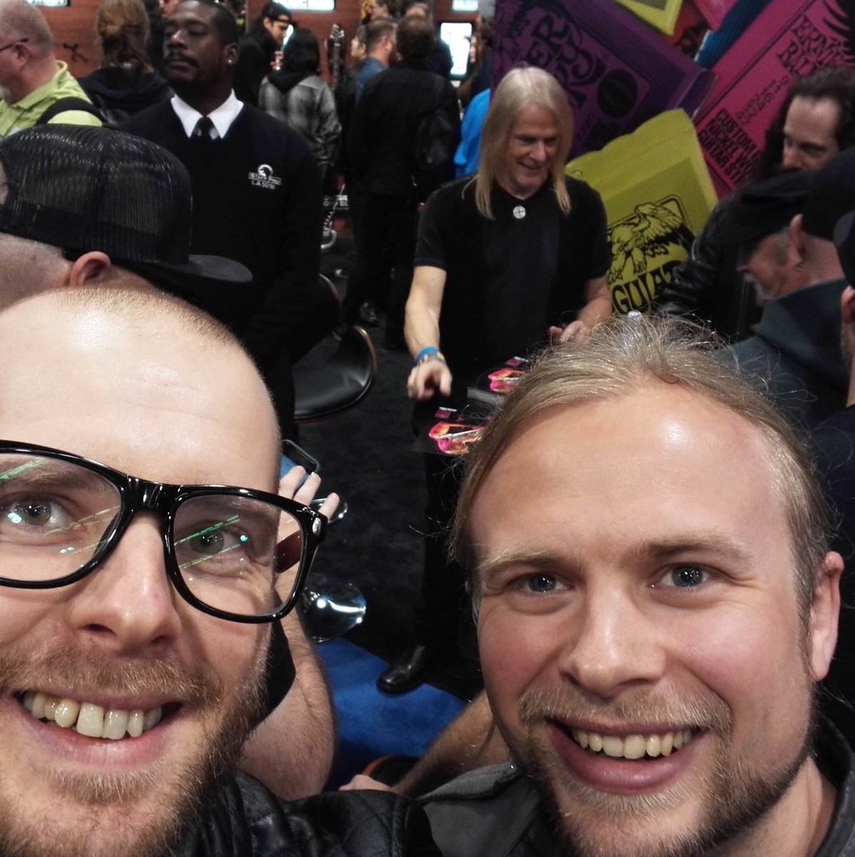 aalbergaudio's tweet photo. Two celebs at NAMM show! 
(and in the back you can also see Steve Morse of Deep Purple and John Petrucci of Dream Theater) https://t.co/YIYi5vn7mK