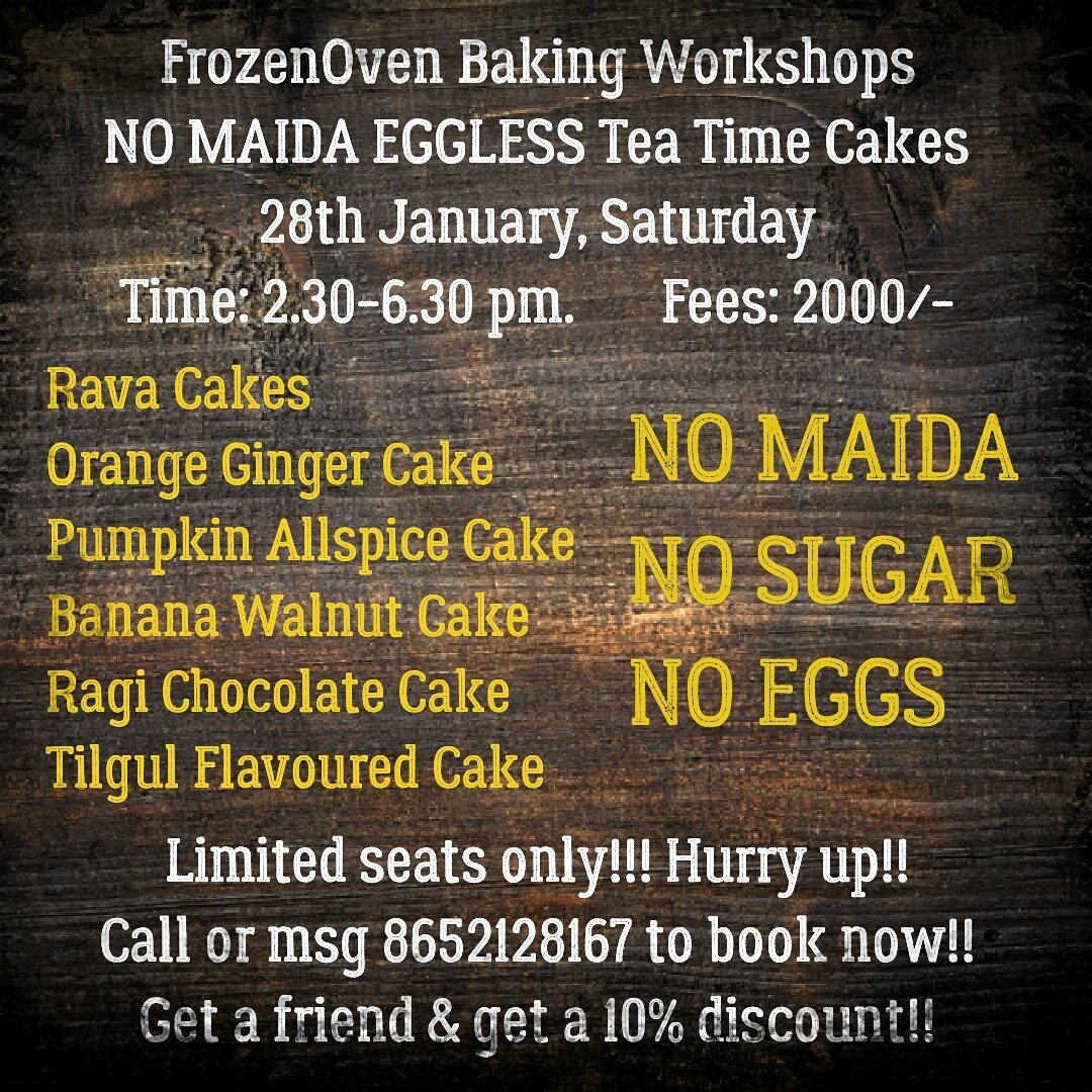 FrozenOven09's tweet photo. Let's learn to bake healthy!
Book your seats now!! Call or whatsapp on 8652128167 📞
Limited seats only!! https://t.co/wsATgRq9S9