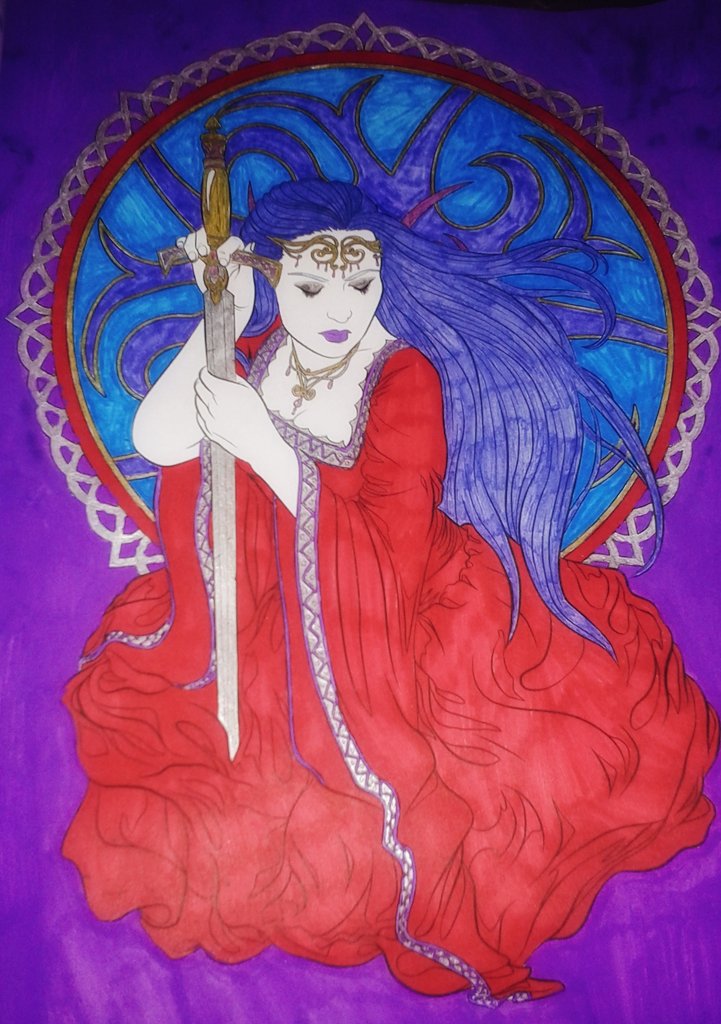 DaisyDazied's tweet photo. Latest #InsomnaicInduced colourings ☺ #DragonWarrior #ElfQueen #MotherOfDragons? #TillDeathDoUsPart #NewSharpieColours ✒✏ #GothColouringBook https://t.co/c66n4dNNRH