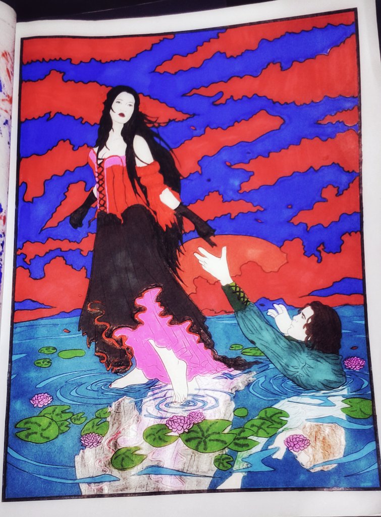DaisyDazied's tweet photo. Latest #InsomnaicInduced colourings ☺ #DragonWarrior #ElfQueen #MotherOfDragons? #TillDeathDoUsPart #NewSharpieColours ✒✏ #GothColouringBook https://t.co/c66n4dNNRH