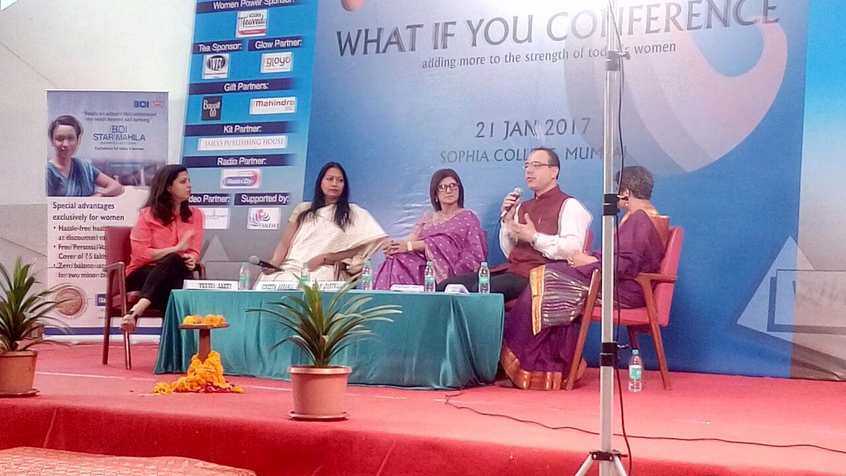 JaicoBooksIN's tweet photo. Authors @RealMehrabIrani &amp; @PervinSaket
all fired up at their panel discussion, in the #SophiaCollege
'What If?...' conference! https://t.co/CAXMoKmMJX
