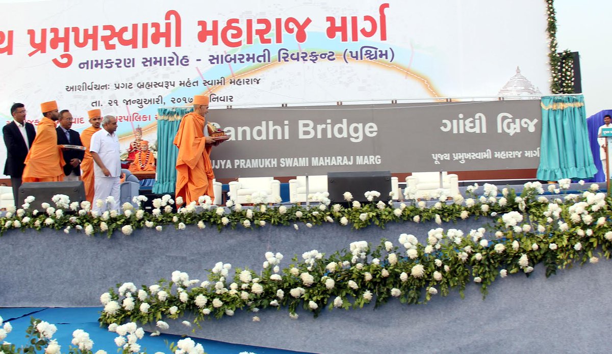 11-km River drive West road at Sabarmati Riverfront named after Pramukh Swami