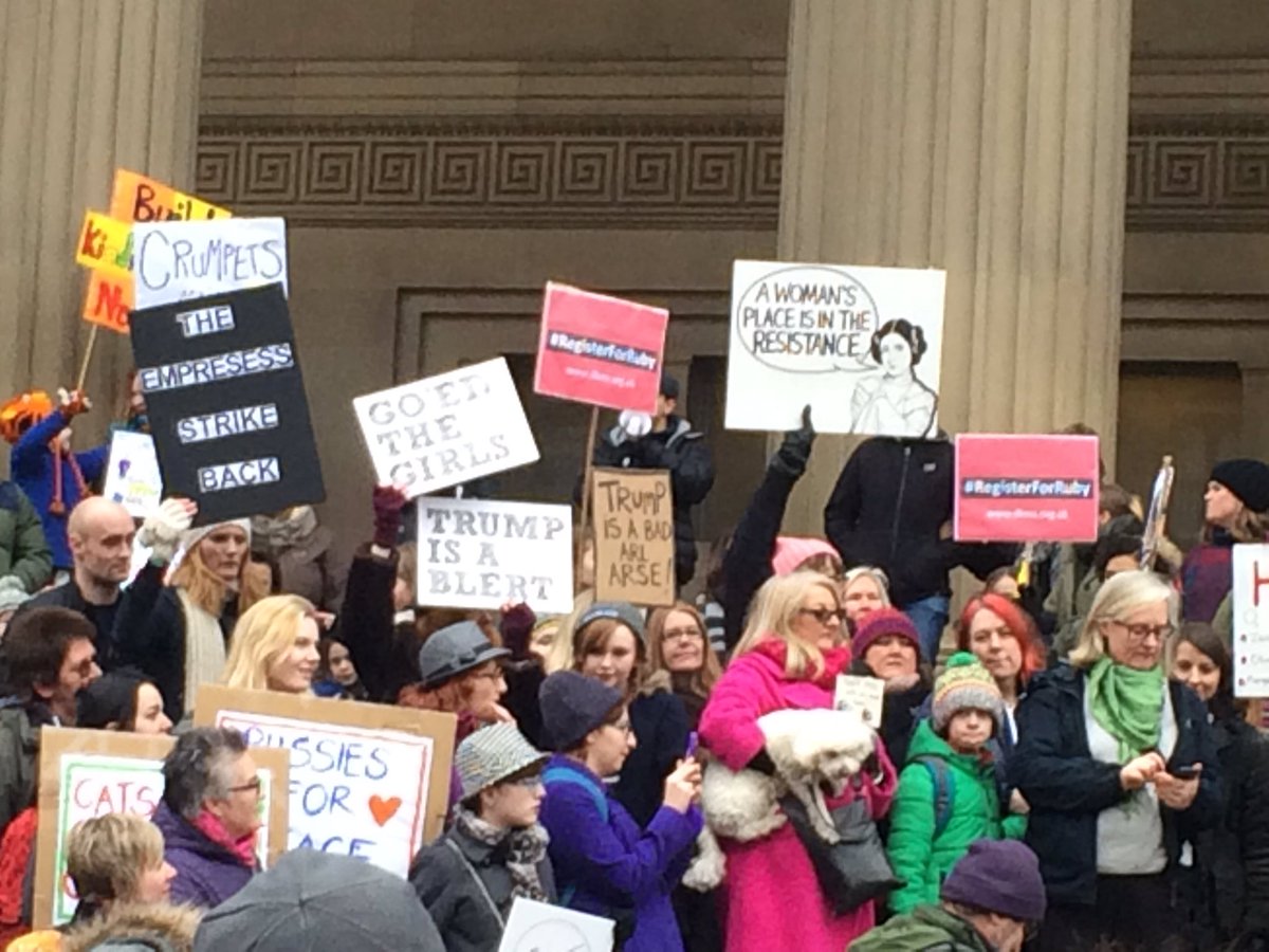 #WomansMarch #WomansMarchLiv #WeShallOverComb #TrumpIsABlert