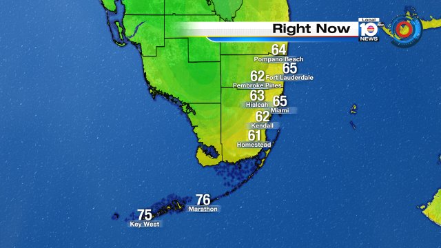 It is a dry start with morning lows dropping into the low and mid 60s across #SouthFlorida #FLwx https://t.co/VivMeANvPO