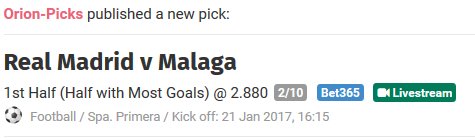OrionPicks's tweet photo. PICK 6

➡️MITAD CON MAS GOLES: 1RA MITAD

STK 2
@2.88 @bet365_es https://t.co/c23VdtQ6rI