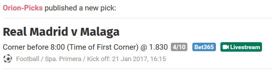 OrionPicks's tweet photo. PICK 7

➡️CORNER ANTES DEL MINUTO 8

STK 4
@1.83 @bet365_es https://t.co/IeTSKcxLBT