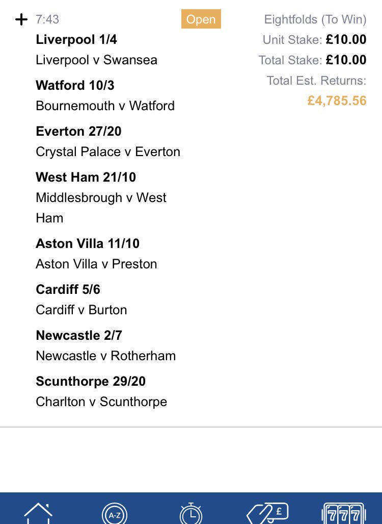 markjackson88's tweet photo. @FootyAccums must of been feeling brave when half asleep this morning!! https://t.co/ZjyJb9dUq5