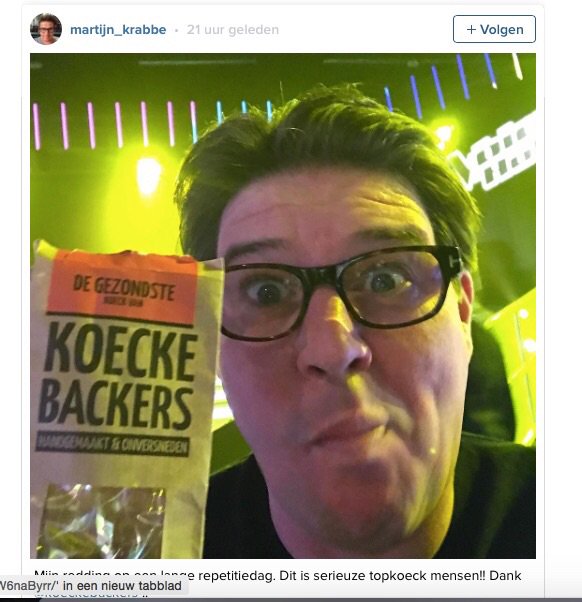 Koeckebacker's tweet photo. @krabbetv wat leuk dat je onze koeckjes zo waardeert! Kom gerust een keer langs in.... https://t.co/XSgy9UDXQT https://t.co/QSya0RWsef