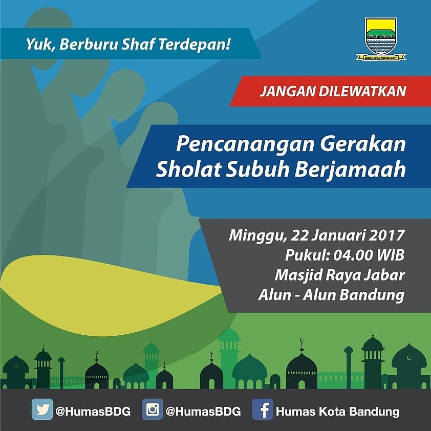 halo_bandung's tweet photo. Nanti Subuh ad pencanangkan "Gerakan Sholat Subuh Berjamah". Yuk warga Bdg ramaikan jg masjid2 dkt rumah #Subling https://t.co/wt8Yjfv4uv