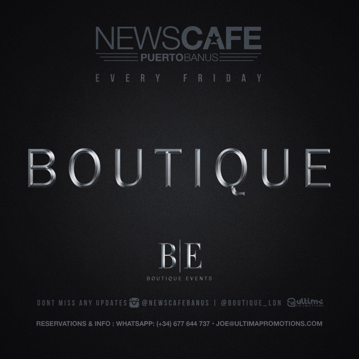 deanomarbella01's tweet photo. Excited To Announce This Summer 
     BOUTIQUE @newscafebanus 
                  @BE_Boutique 
             INFO@NEWSCAFE.ES https://t.co/LhHFLUk4fc