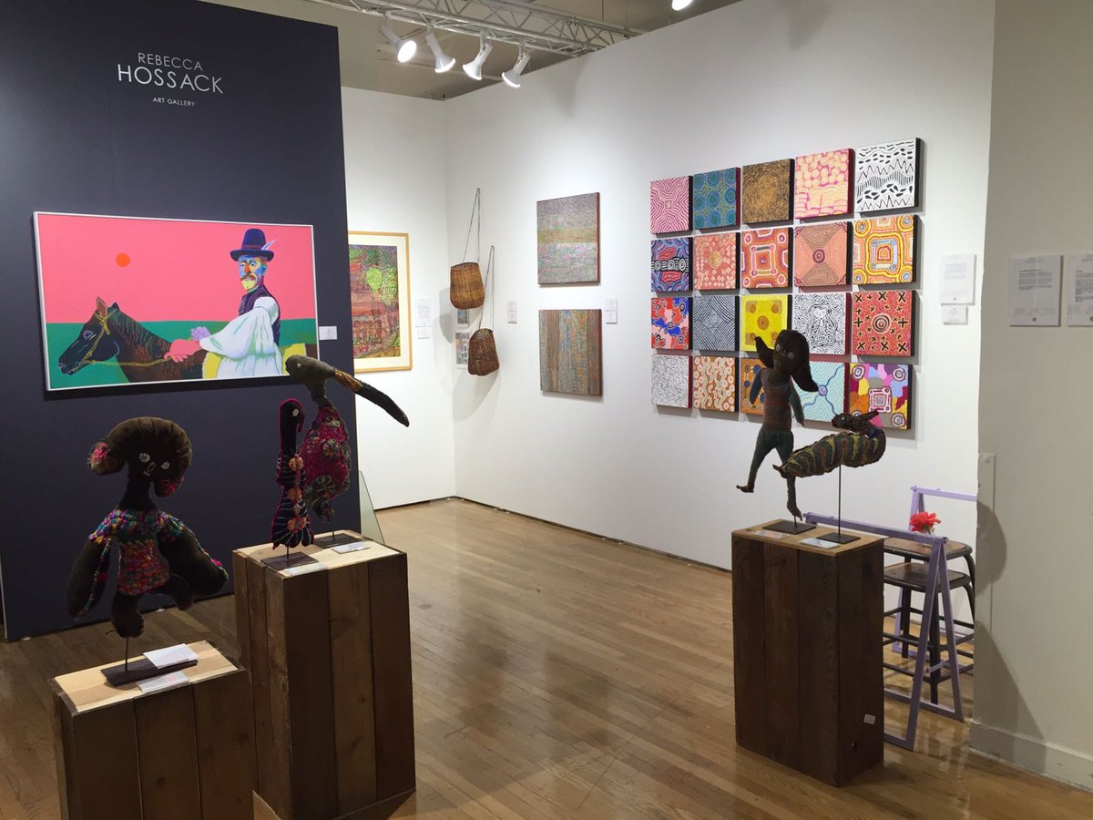 Aboriginal paintings and soft sculptures join John Holcomb's oils
Come and see us - Booth 49 <a href="/OutsiderArtFair/">Outsider Art Fair</a> #rebeccahossackart #oaf17