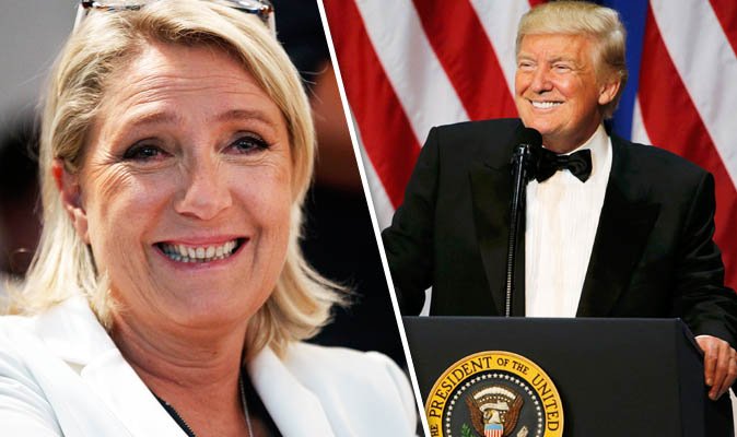 Daily_Express's tweet photo. Trump paves way for Marine Le Pen: Poll puts anti-EU leader in FRONT in race to become next French President https://t.co/vczIvqH6pj https://t.co/2c6Yv1qiG2