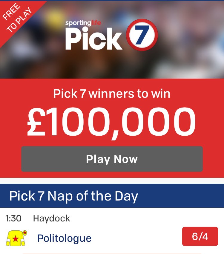 RacingTipsCo's tweet image. Just over half an hour to get your free #Pick7 selections in! Sign up to @SkyBet now for your FREE chance at £100K! wlskybet.iaofr.com/wl/clk/?btag=a…