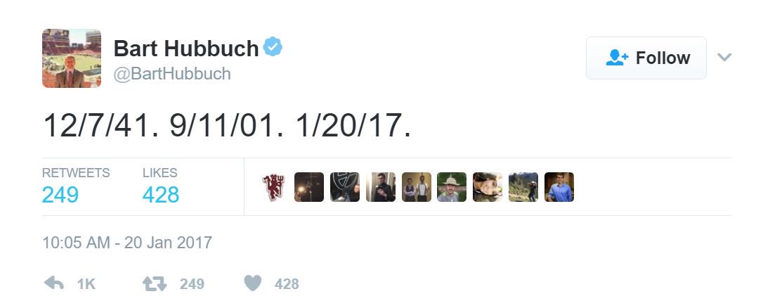 Harlan's tweet photo. Some dumb MSM compared the Inauguration of our 45th President to 9/11. 

I guess they got tired of idiotically  comparing him to Hitler? https://t.co/wsM1nJiP6P