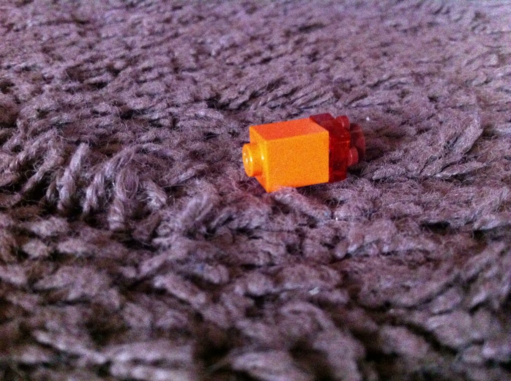Legos in the floor, the cost of building enjoyment.