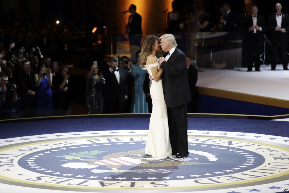 VOANews's tweet photo. In photos: With #inauguration done, President Trump celebrates at balls. #voainaug https://t.co/LzS9nI76x3
