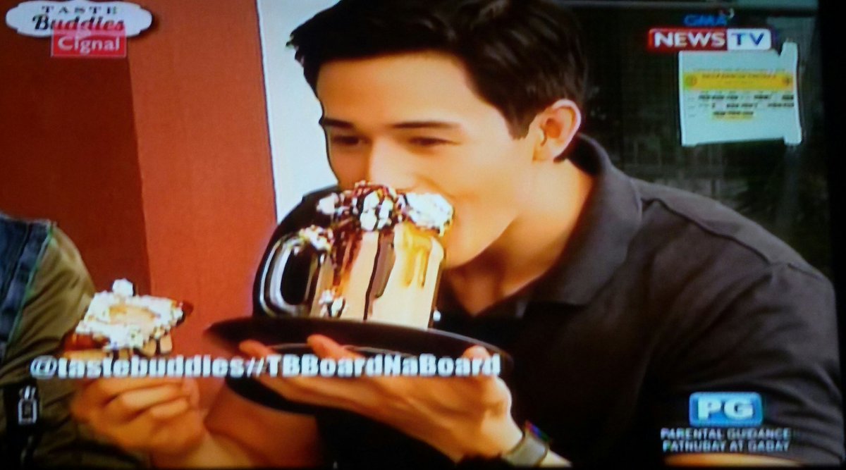 IvanFangirls's tweet photo. You have a sweet tooth, don't you @ivandorschner? Haha I noticed the way you've been eyeing the frappe even before this! #TBBoardNaBoard https://t.co/bPKH44efym