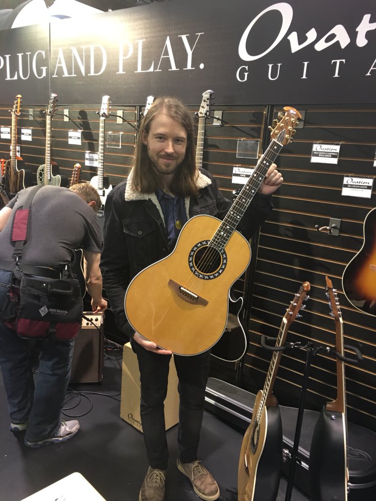 Here is Cal Campbell with the Glen Campbell Signature Guitar. #ovationguitars #namm2017