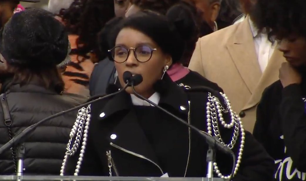 Variety's tweet photo. .@JanelleMonae quotes #HiddenFigures at #WomensMarch: "At the end of the day we all pee the same color." https://t.co/EsN6DZoonk https://t.co/0M6TWWRAsx