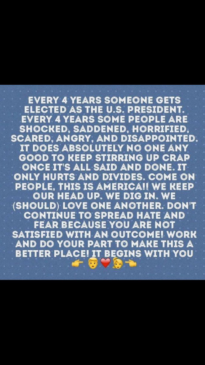 drturner13's tweet image. It doesn't matter if you voted for or against him - hate and division won't fix or change the outcome. #TimeToMoveForward