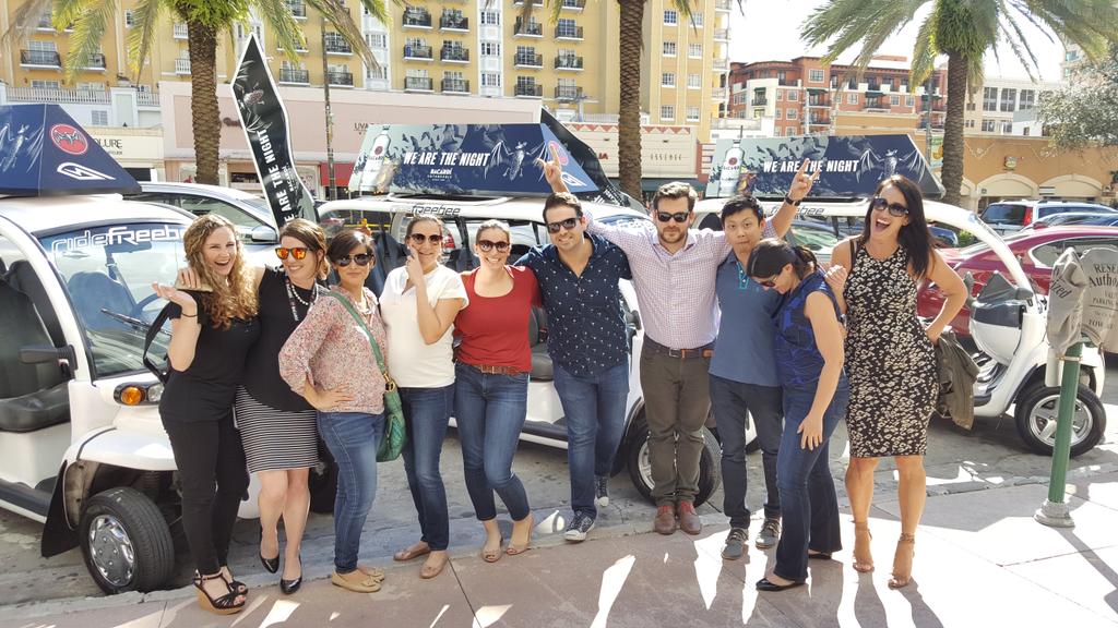 FreebeeMiami's tweet photo. Great showing the Bacardi Marketing team the #FreebeeExperience and showing them #WeAreTheNight even in the daytime. Follow @freebeemiami https://t.co/ZyMEm23OBd