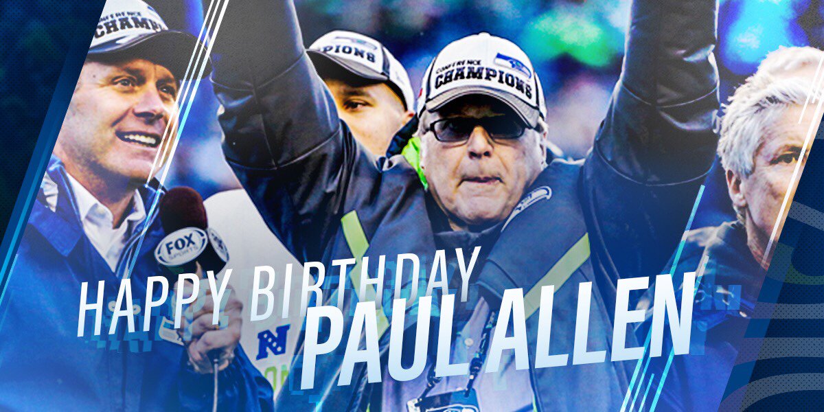 Seahawks's tweet photo. Today we celebrate you, @PaulGAllen! Happy Birthday! https://t.co/gNn17rOWVr