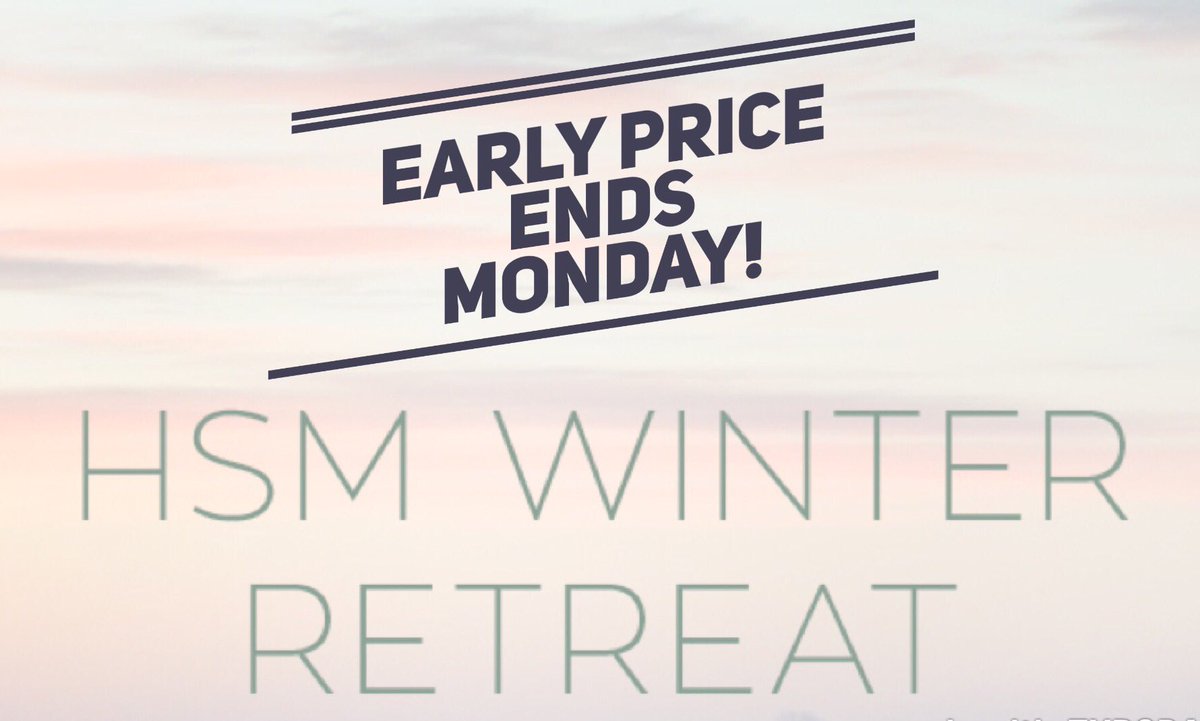 🚨PRICE CHANGE ALERT🚨
Our early price ends at midnight THIS Monday night! Hit the link in our profile to sign-up!
#HSMWinterRetreat17