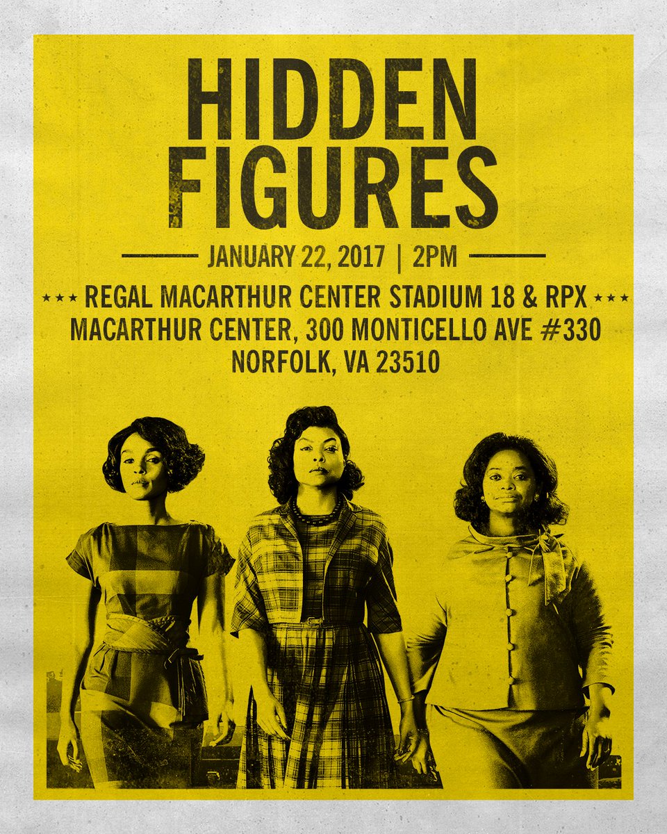 This movie means so much to me I want to share it with you. See #HiddenFigures for free in #Norfolk tomorrow. Tix first come, first serve.