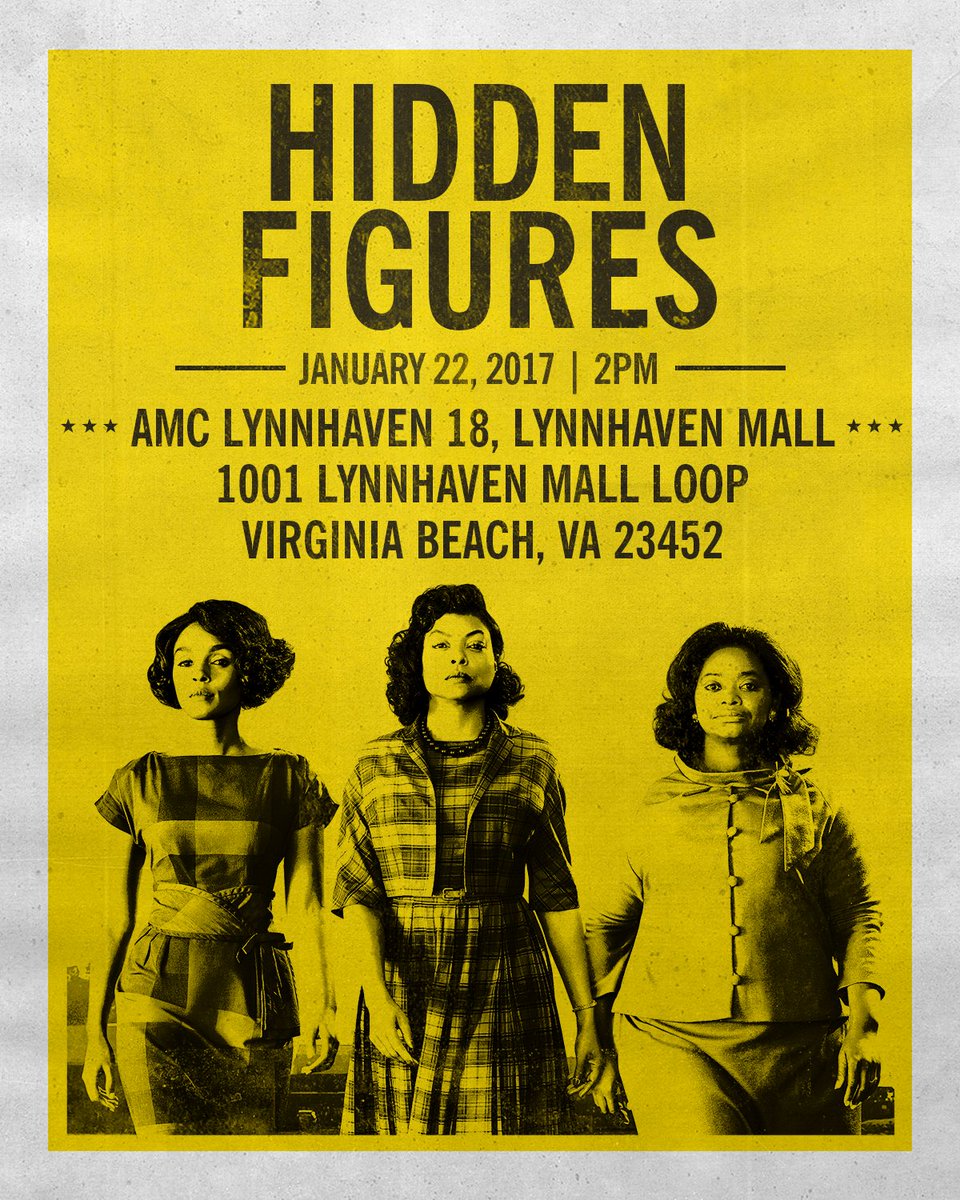 #VirginiaBeach! Tomorrow there will be a free screening of #HiddenFigures! Arrive early, tix are first come, first serve.