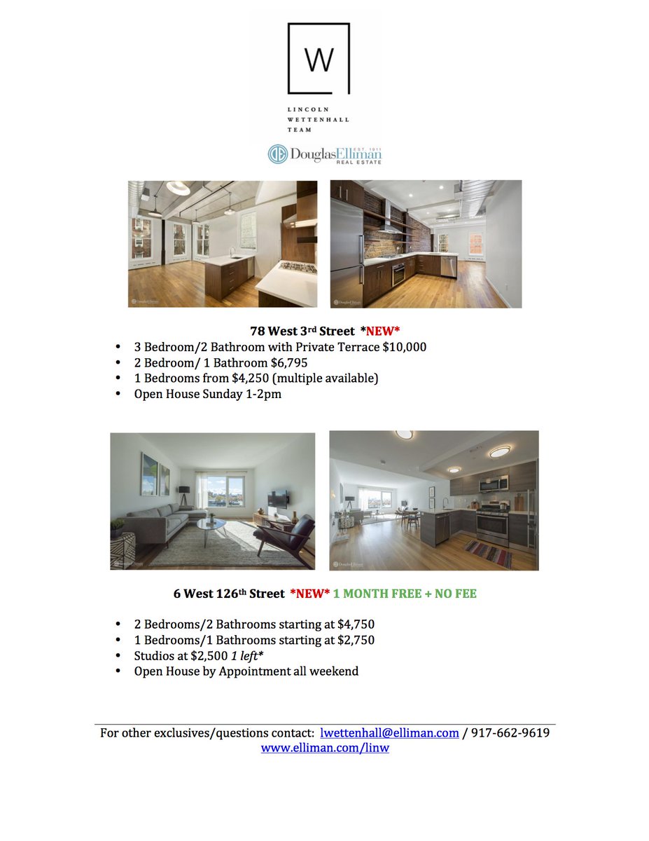 WettenhallTeam's tweet photo. Weekned Open Houses #openhouse #Nycrealestate #realestate #luxury #loft #keeprenting https://t.co/5aoVMK96BZ