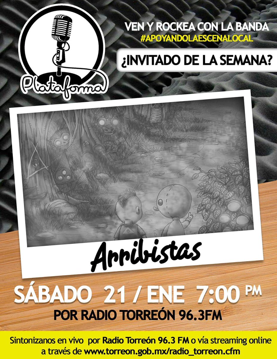 Kpikonfeety's tweet photo. Hoy #TeEsperoDesde Torreón para que nos escuches, tendremos como invitados a los @ArribistasRock.
Sólo por @RadioTorreon 96.3 FM. https://t.co/80JhL0Lw3M