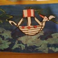 Art by Ashley Palipana(British Citizen youth Award).
The Viking boat in a dark blue sea by <a href="/AshleyPalipana/">Ashley Palipana Art</a>