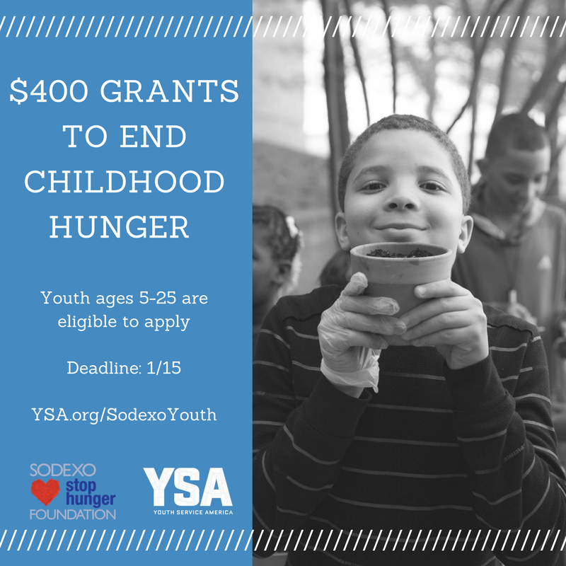 Hunger warriors- <a href="/StopHungerUSA/">Sodexo Stop Hunger Foundation</a> &amp; YSA want to know how you will end childhood hunger. Apply for a $400 grant YSA.org/SodexoYouth