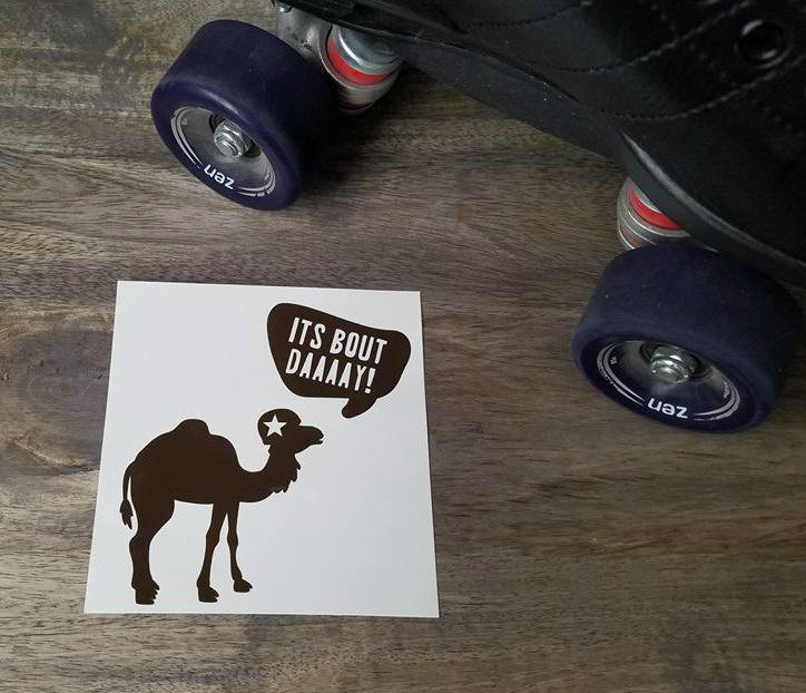StickyFix's tweet image. Today is the 1st Bout of my league's 2017 Season!!! Do you have one coming up? Get your Bout Day Camel sticker today! #itsboutday