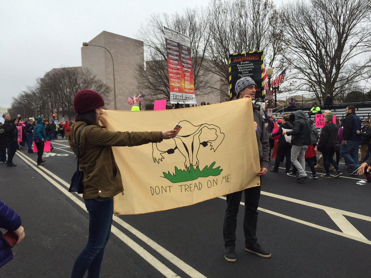 reemadamin's tweet photo. We've got some conflicting ideals here. #hrwomen #womensmarch https://t.co/cOQejtDIpG