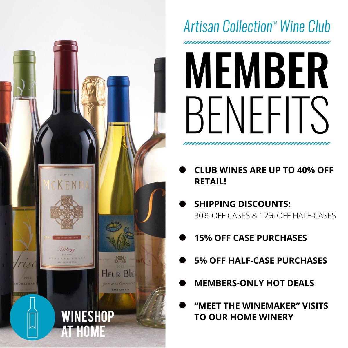 Some amazing Member benefits when you join the <a href="/WineShopAtHome/">WineShop At Home</a> Artisan Collection™ #Wine Club. Ask me for details!